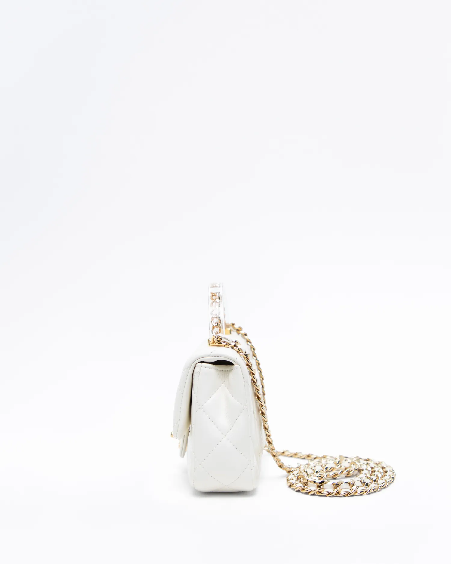 Resin Chain Top Handle Mini Flap Bag