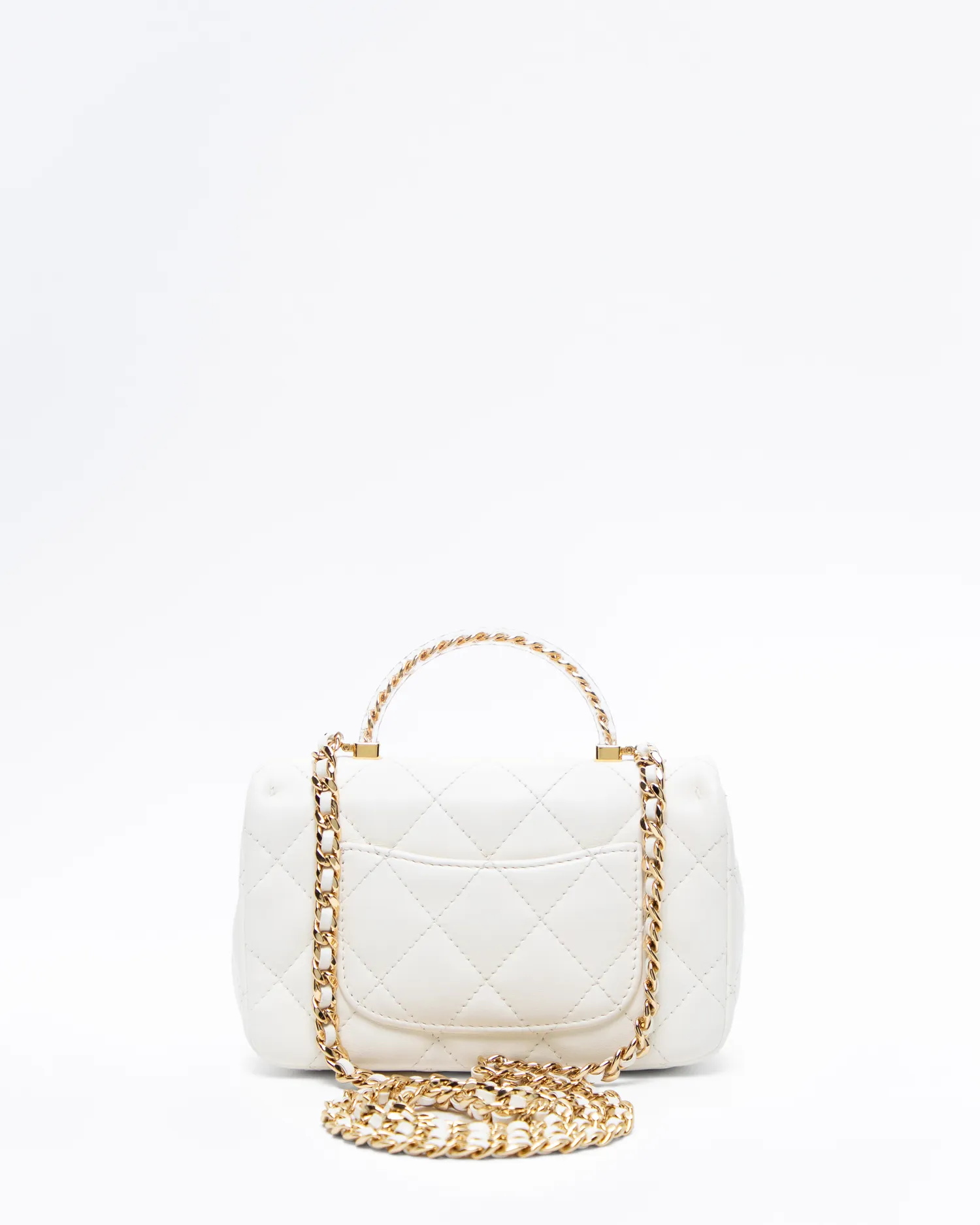 Resin Chain Top Handle Mini Flap Bag
