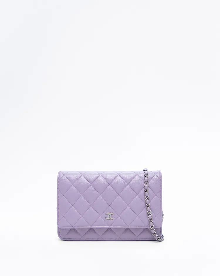 Caviar Quilted Wallet on a Chain
