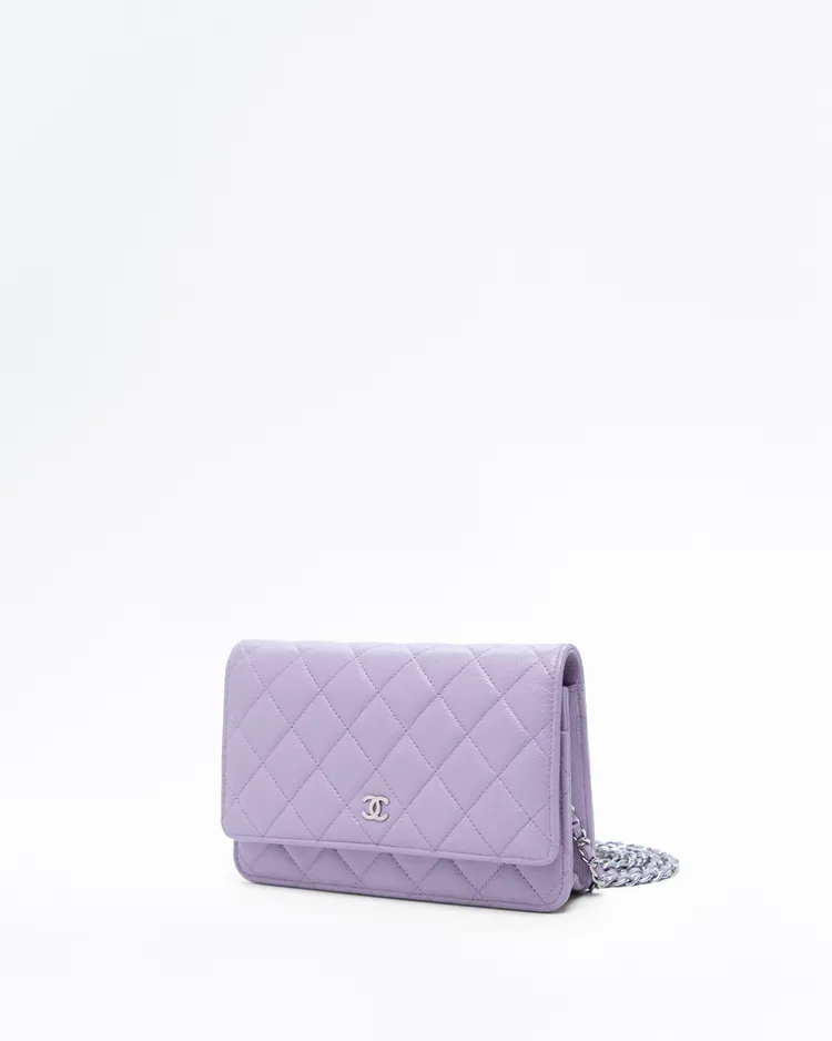 Alternate view angle of Caviar Quilted Wallet on a Chain