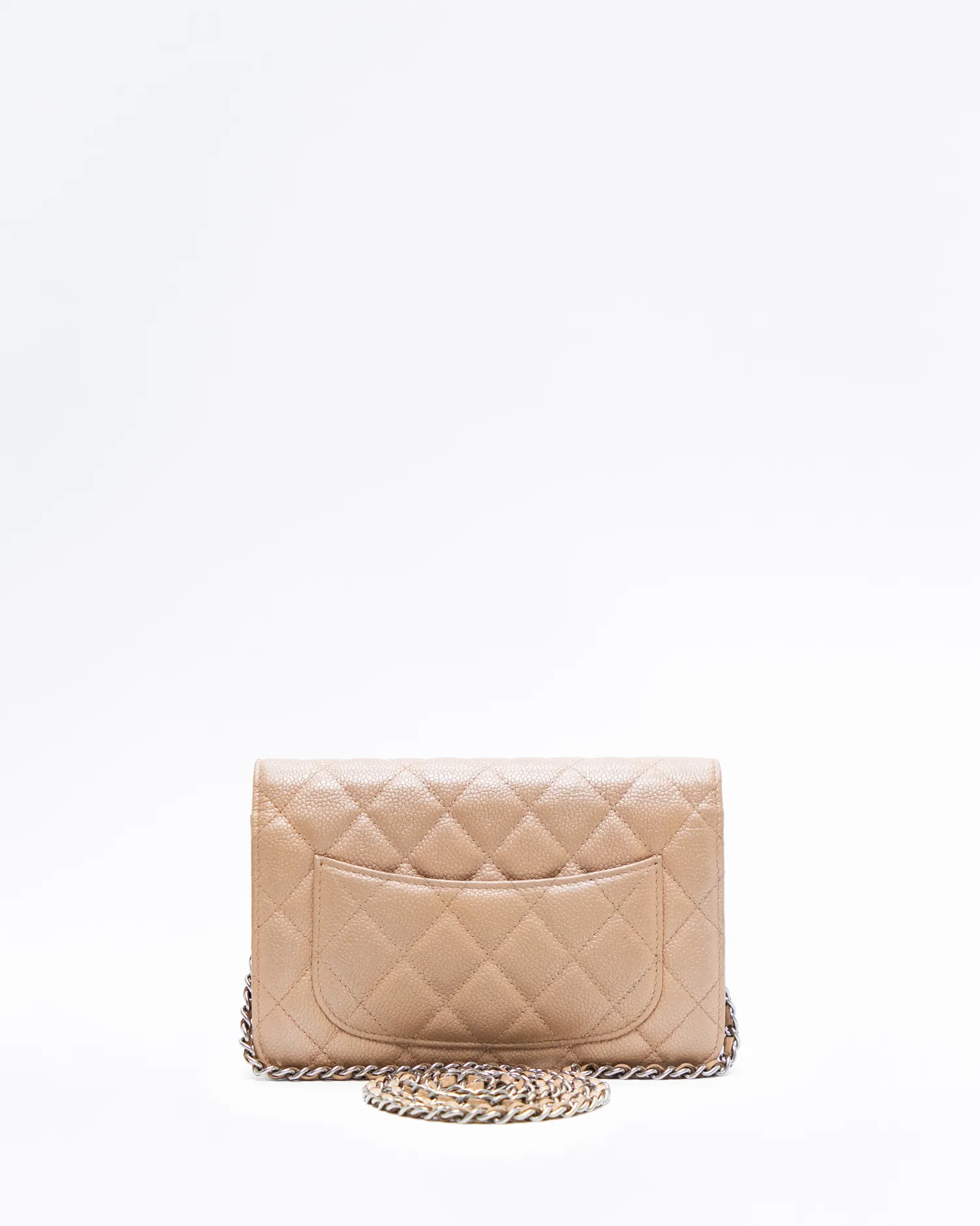 Iridescent Caviar Quilted Wallet on a Chain