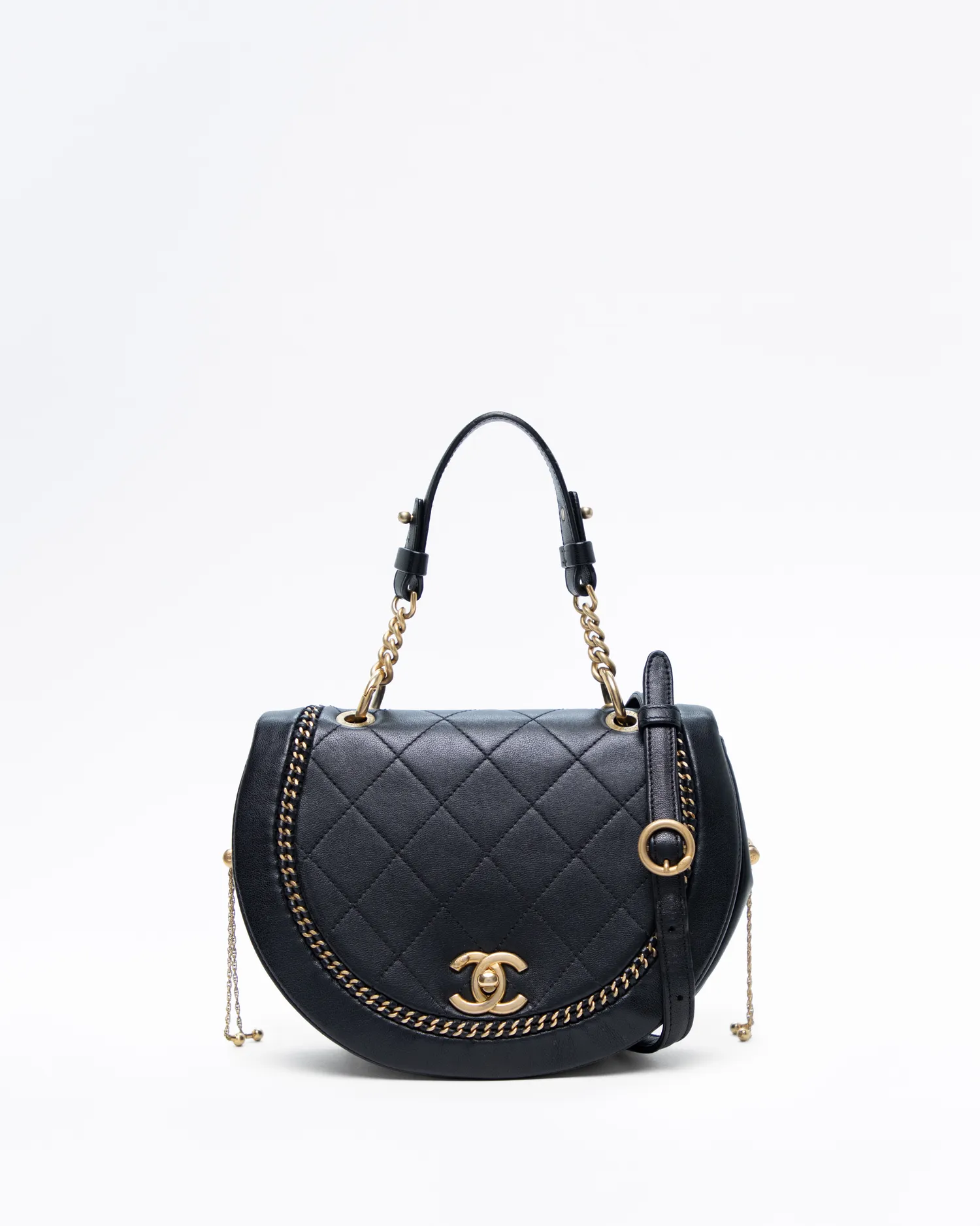 Woven Chain Saddle Flap Bag