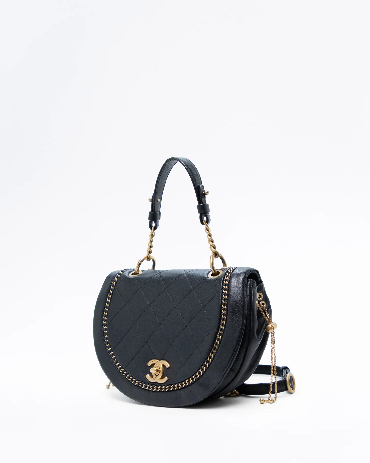 Woven Chain Saddle Flap Bag