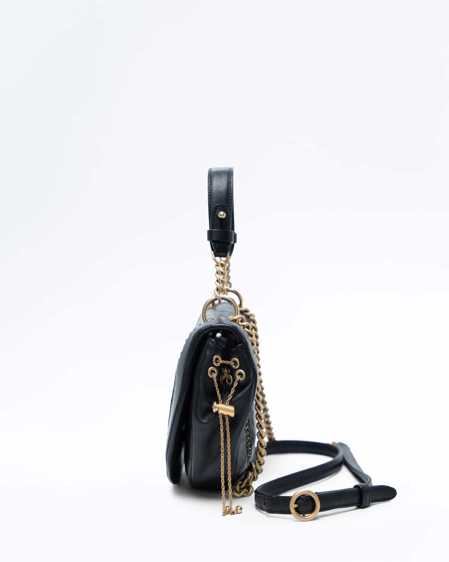 Woven Chain Saddle Flap Bag