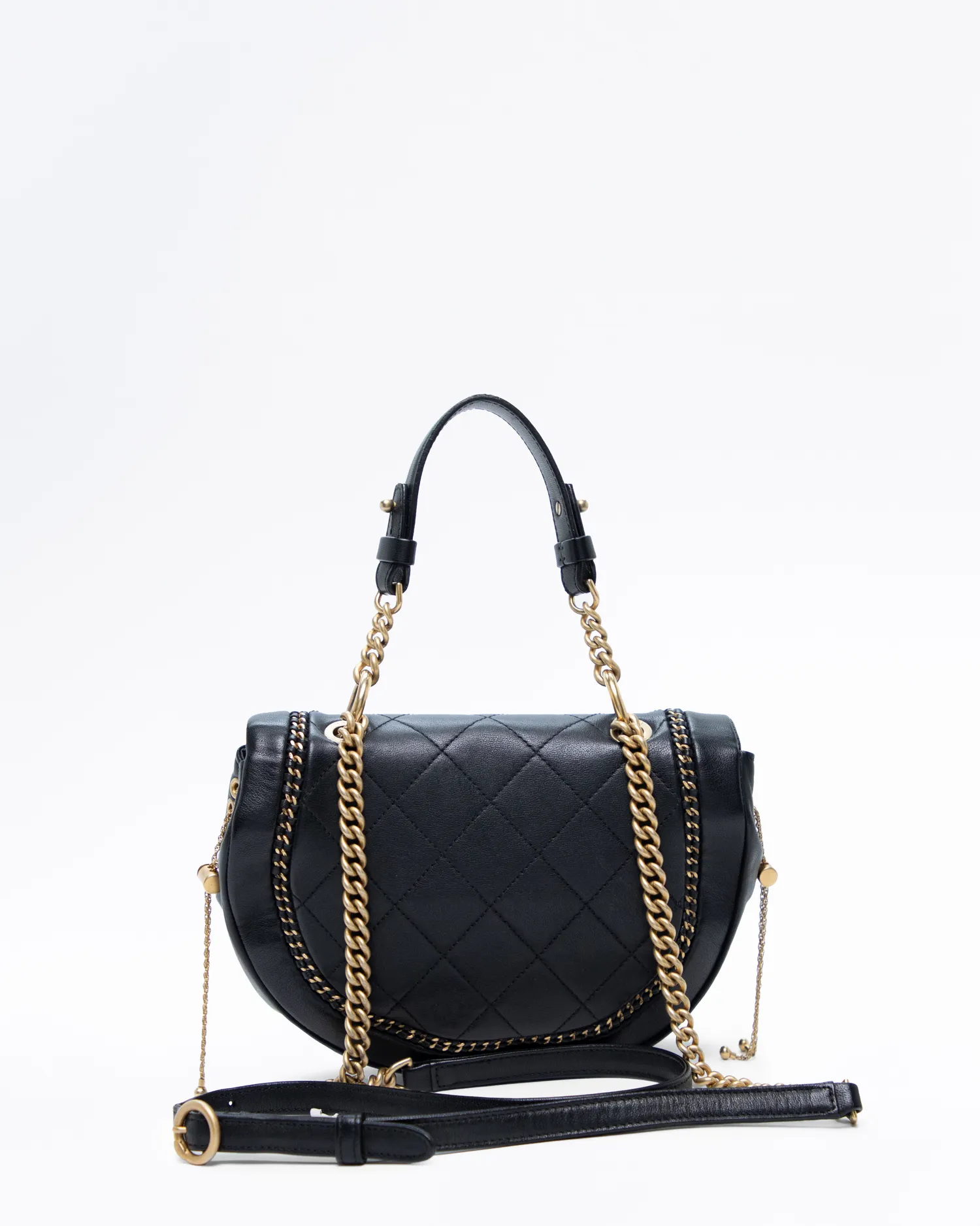 Woven Chain Saddle Flap Bag