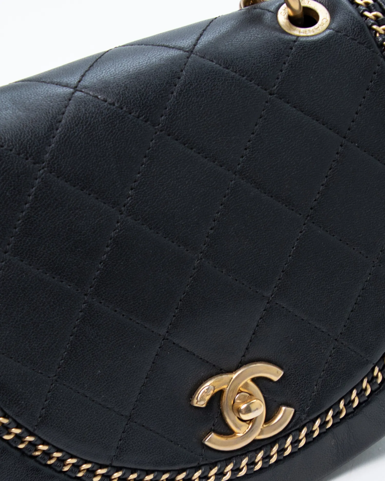 Woven Chain Saddle Flap Bag