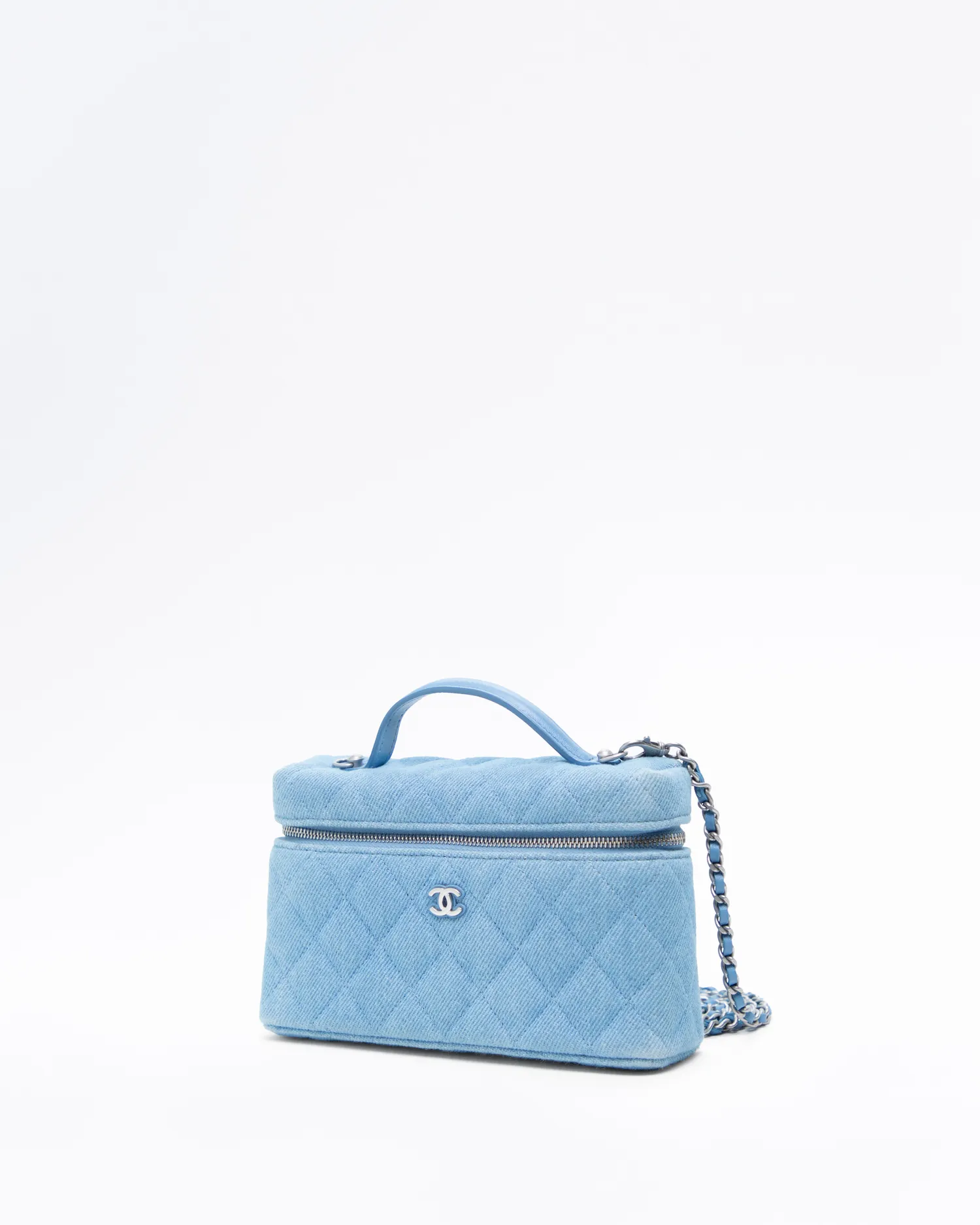 Denim Slim Vanity Case with Chain