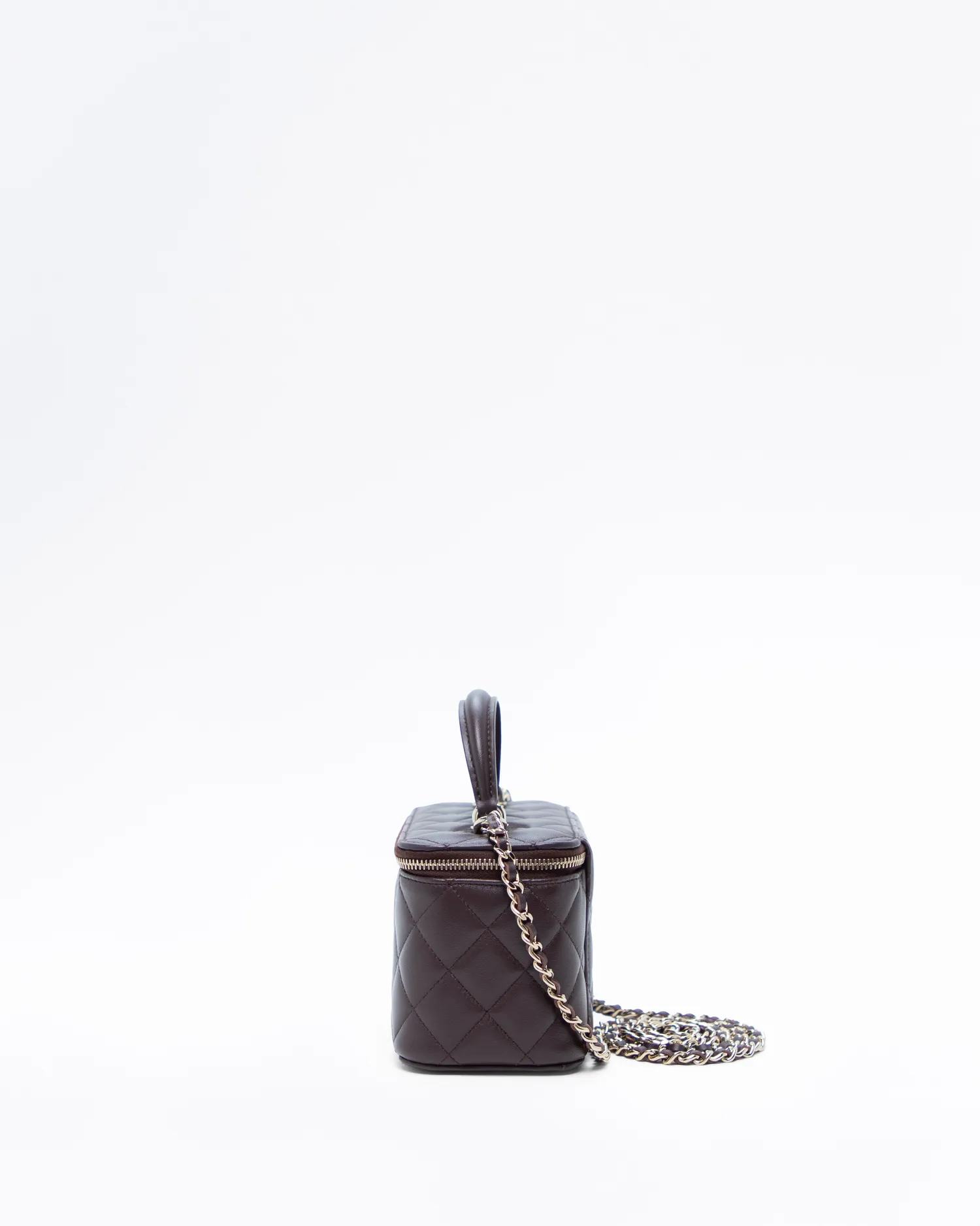 Lambskin Quilted Top Handle Vanity with Chain
