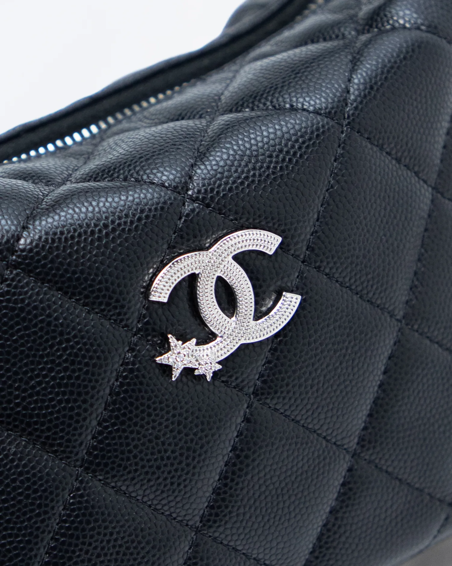 Crystal Star CC Quilted Hobo Clutch with Chain