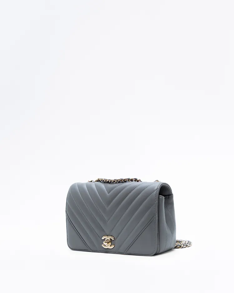 Alternate view angle of Lambskin Chevron Statement Small Flap Bag