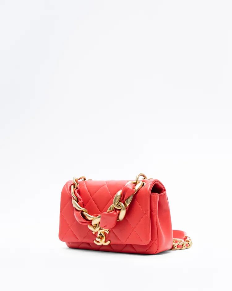 Alternate view angle of Lambskin Entwined Chain Small Flap Bag