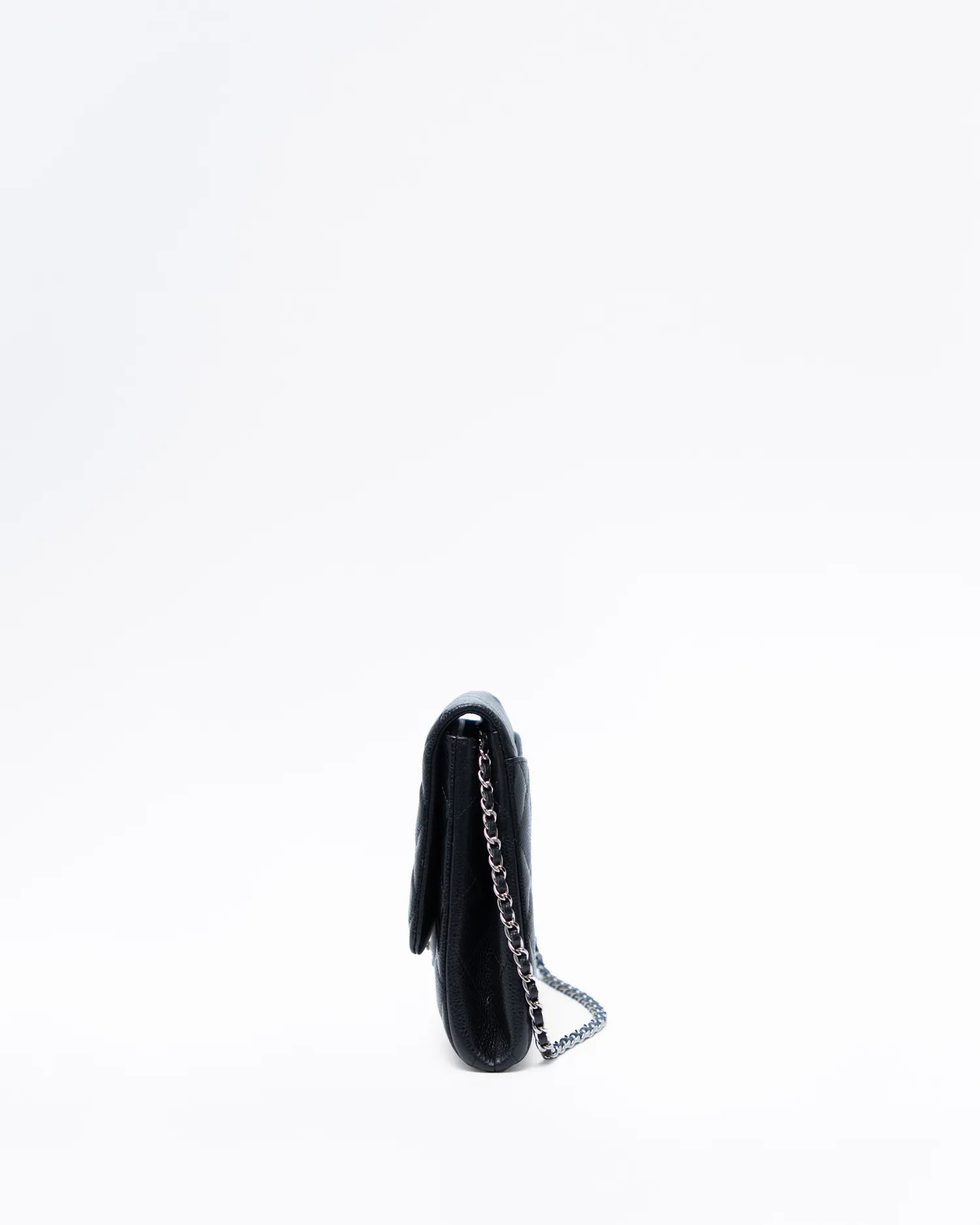 Caviar Quilted Flap Clutch with Chain