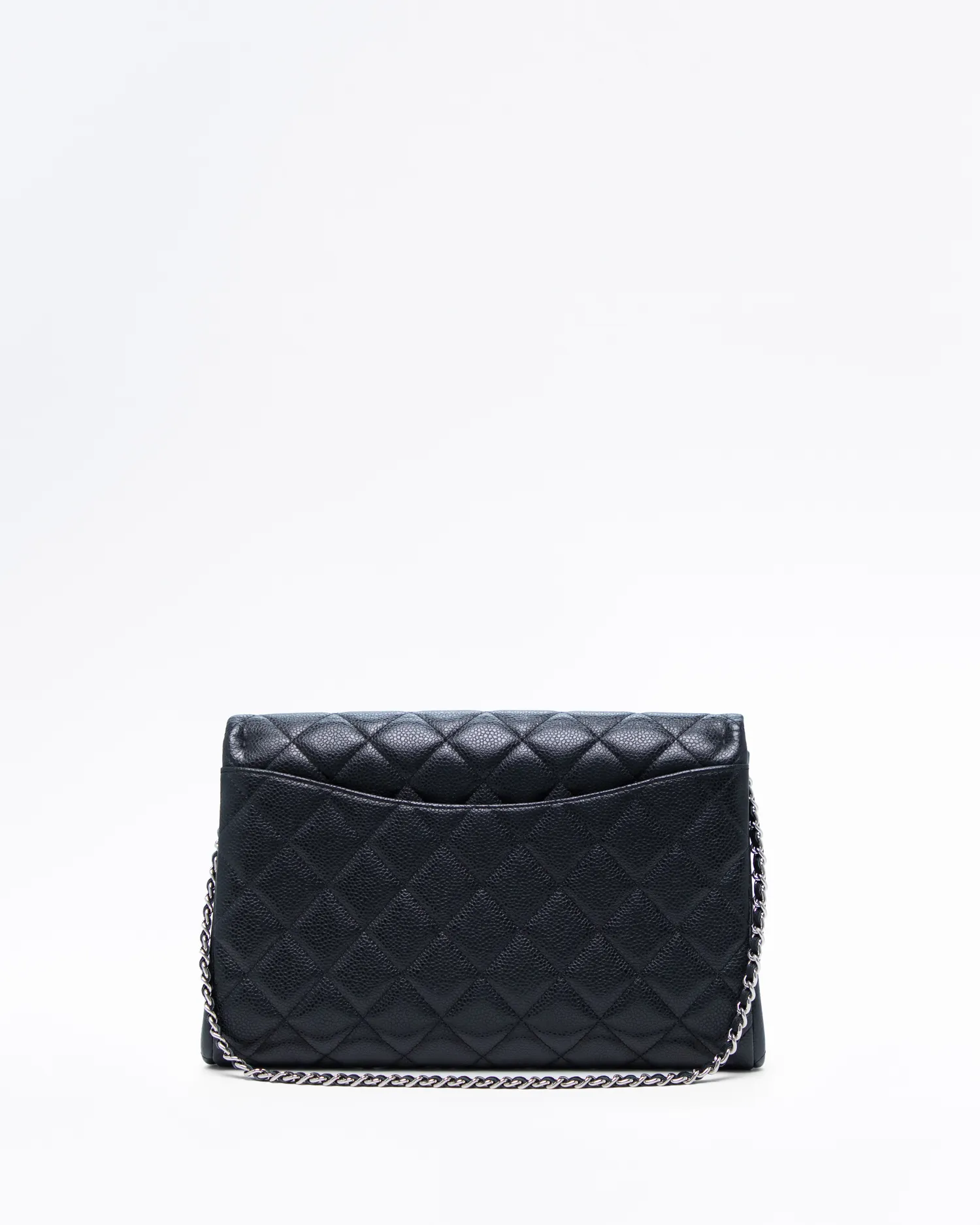 Caviar Quilted Flap Clutch with Chain