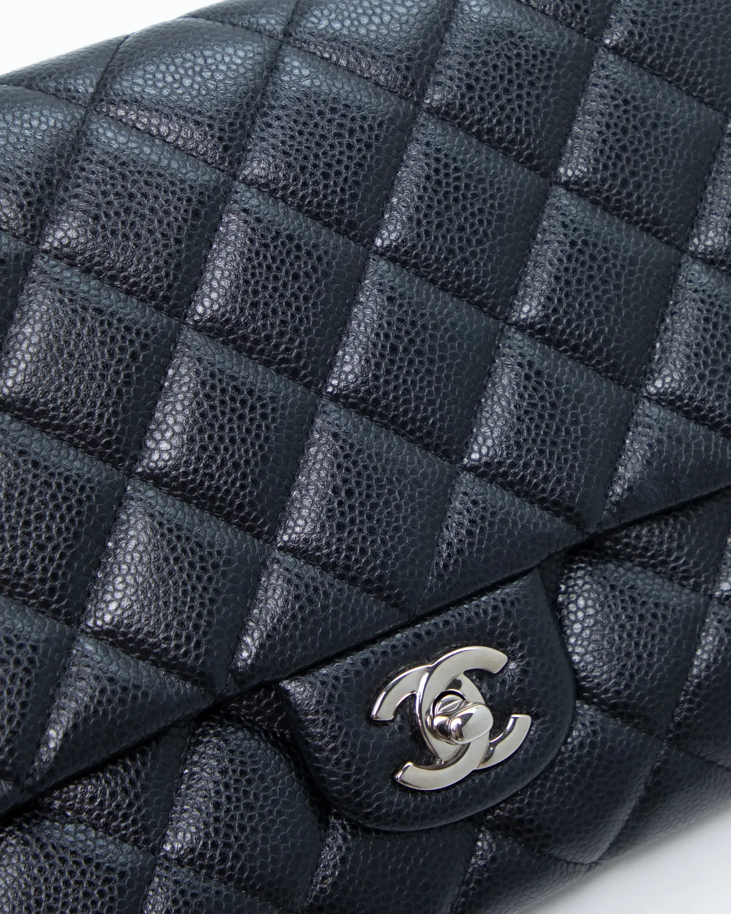 Caviar Quilted Flap Clutch with Chain