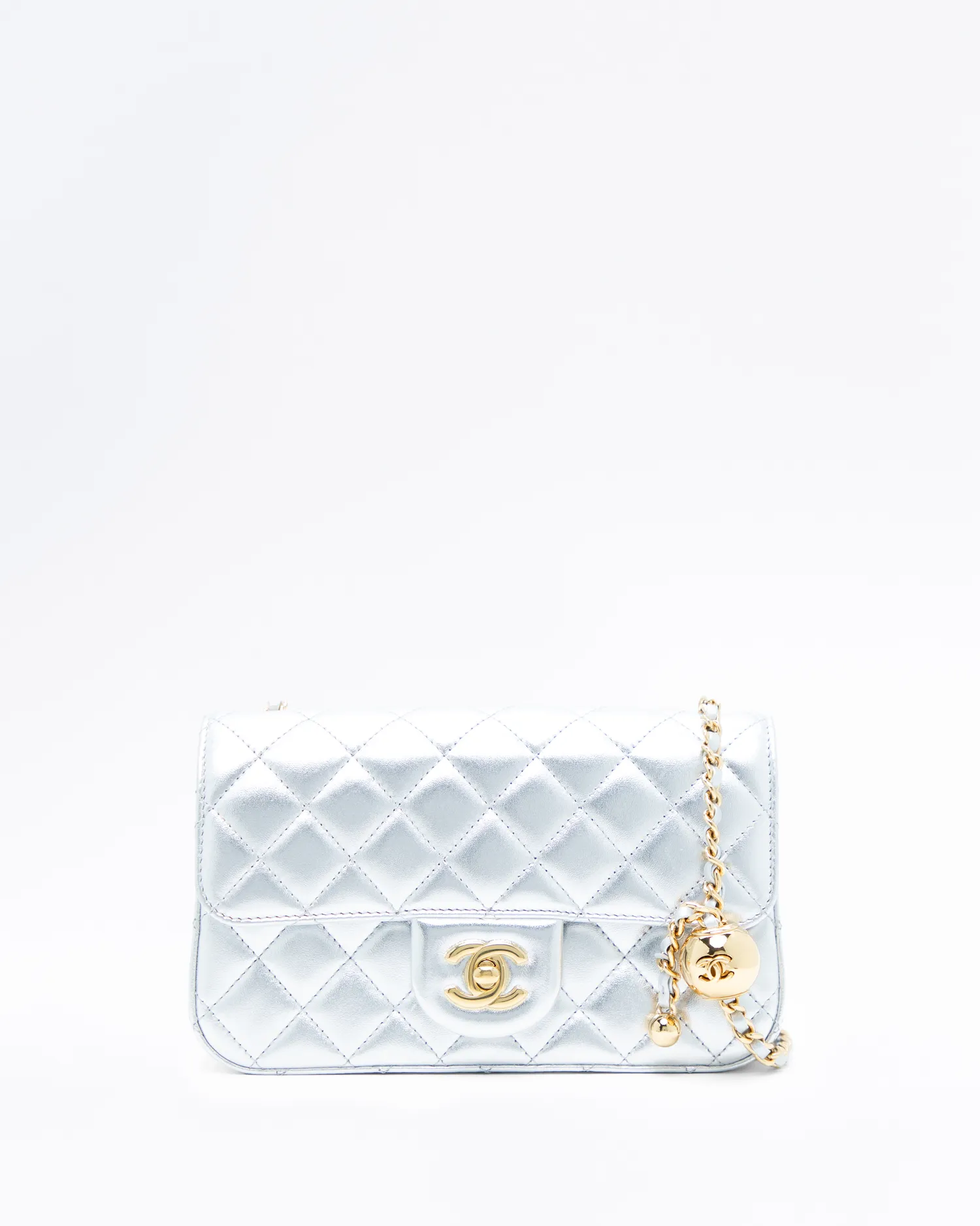 Metallic Pearl Crush Mini Flap Bag