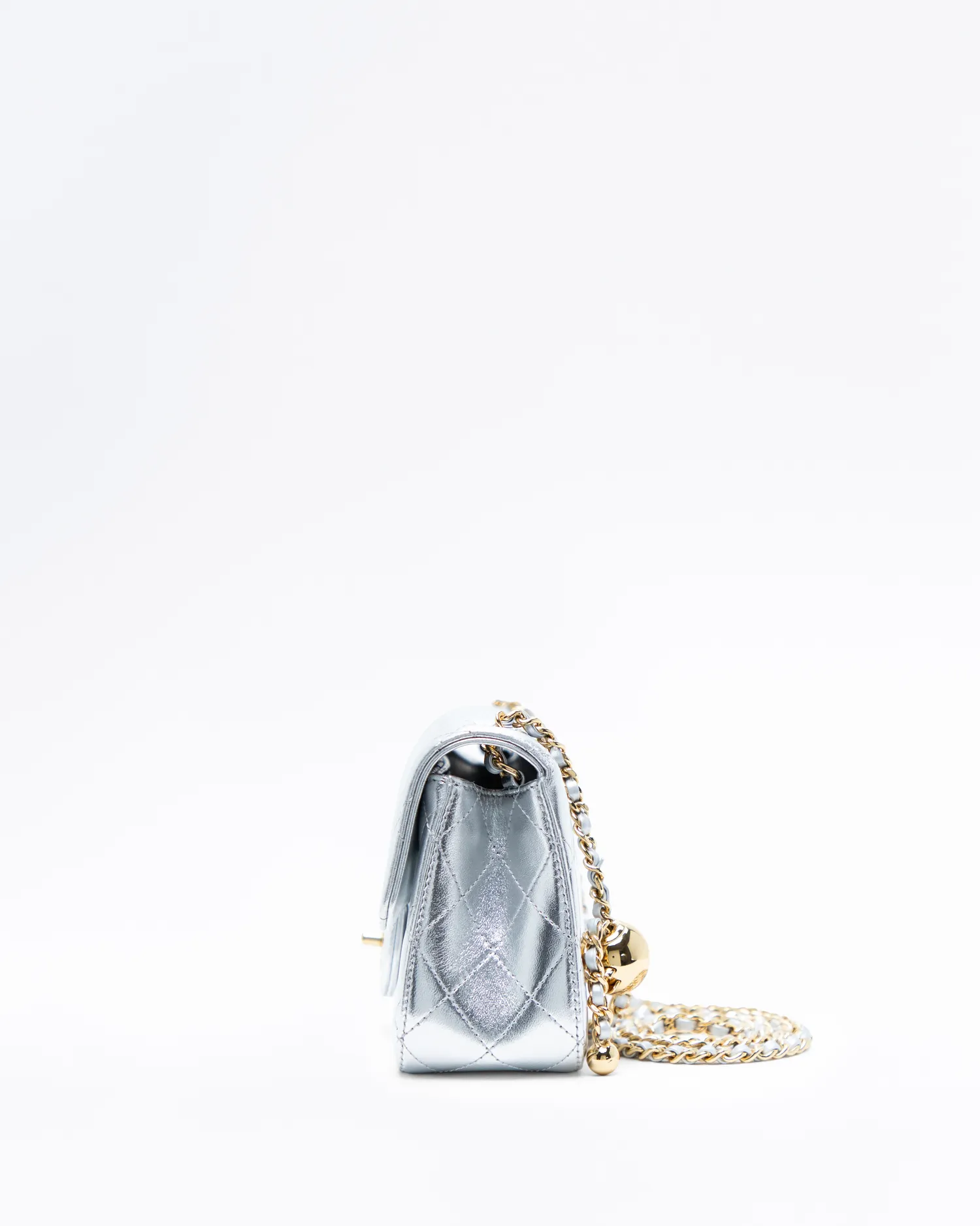 Metallic Pearl Crush Mini Flap Bag