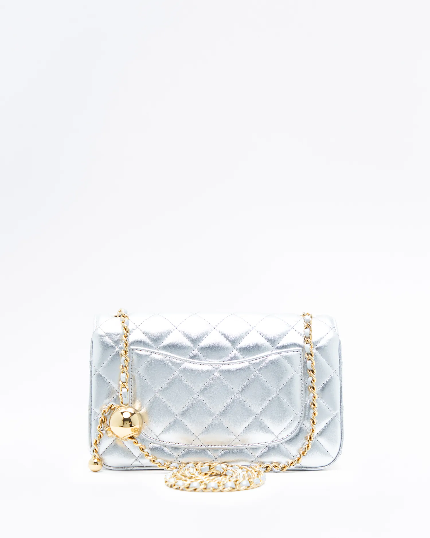 Metallic Pearl Crush Mini Flap Bag