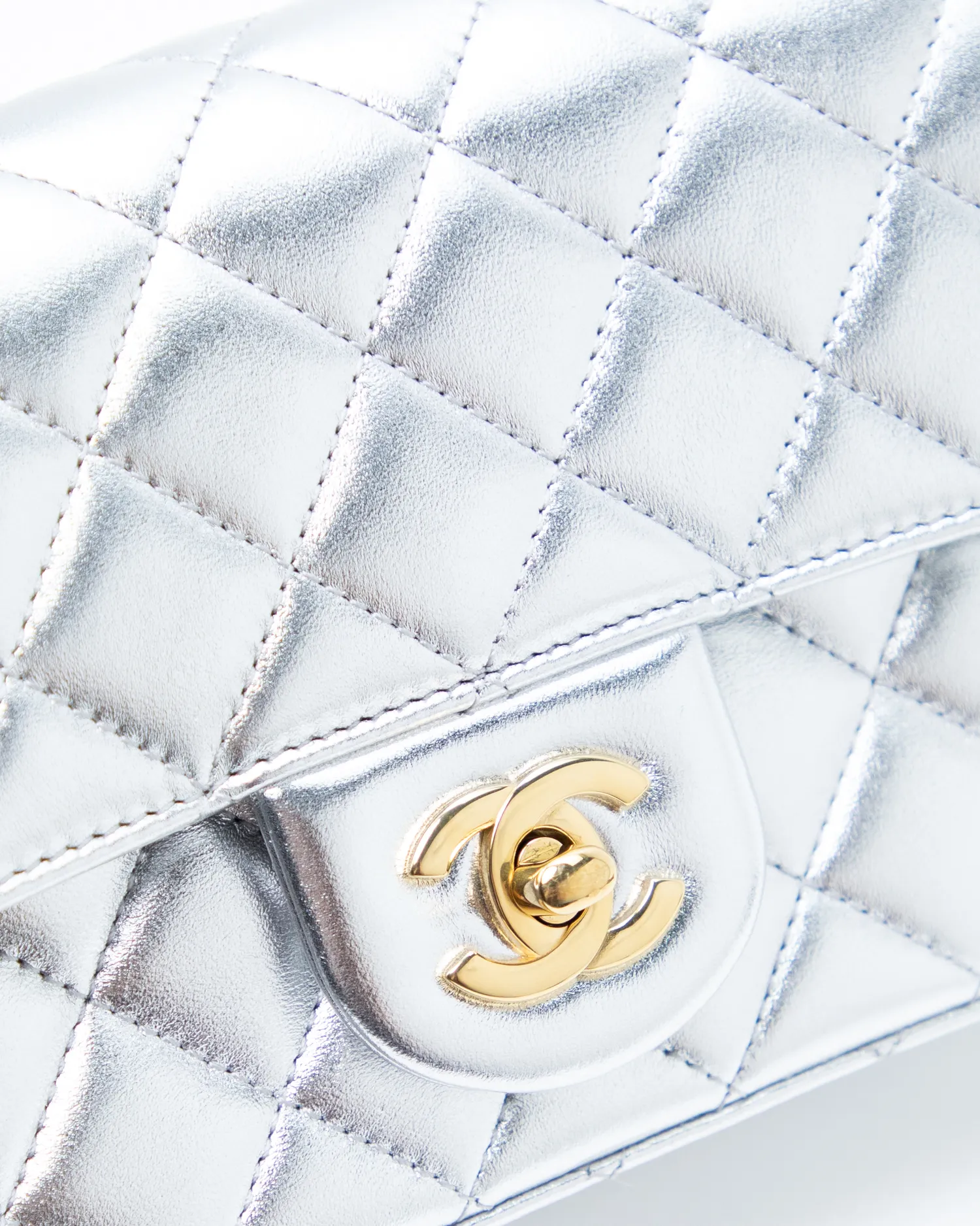 Metallic Pearl Crush Mini Flap Bag