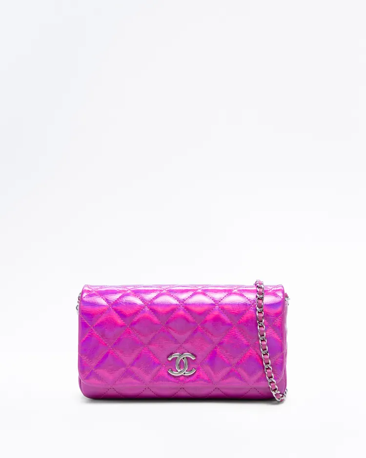 Iridescent Mirror Clutch with Chain