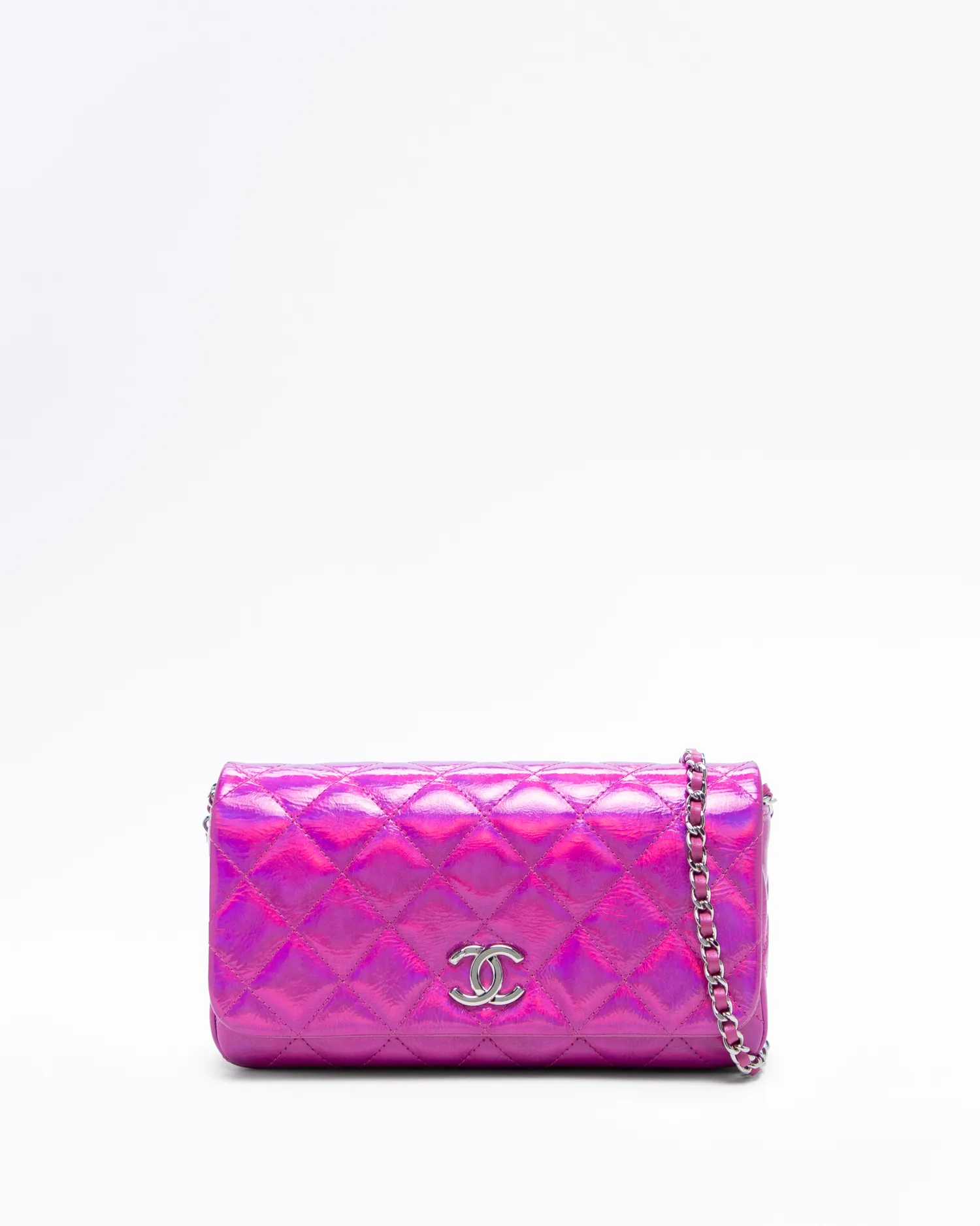 Iridescent Mirror Clutch with Chain