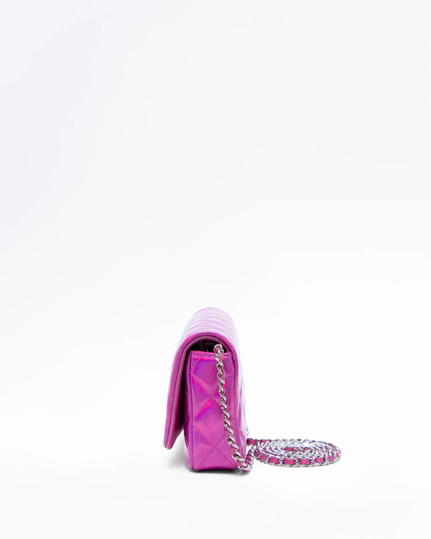 Iridescent Mirror Clutch with Chain