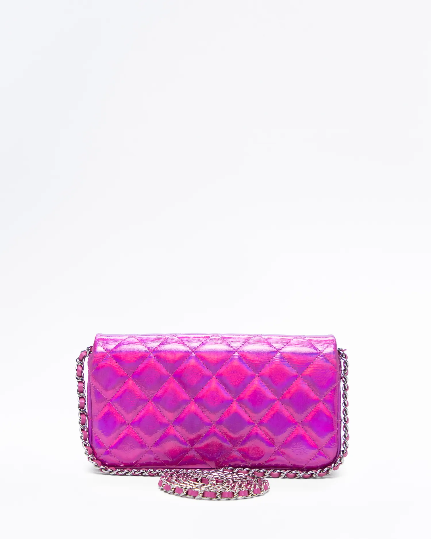Iridescent Mirror Clutch with Chain
