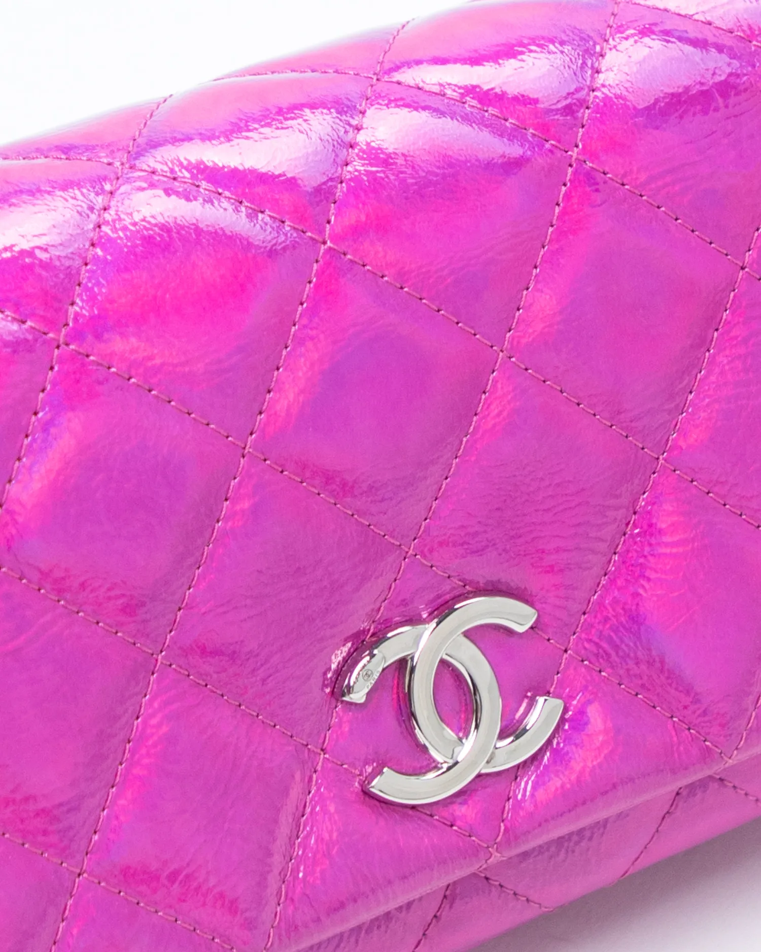 Iridescent Mirror Clutch with Chain