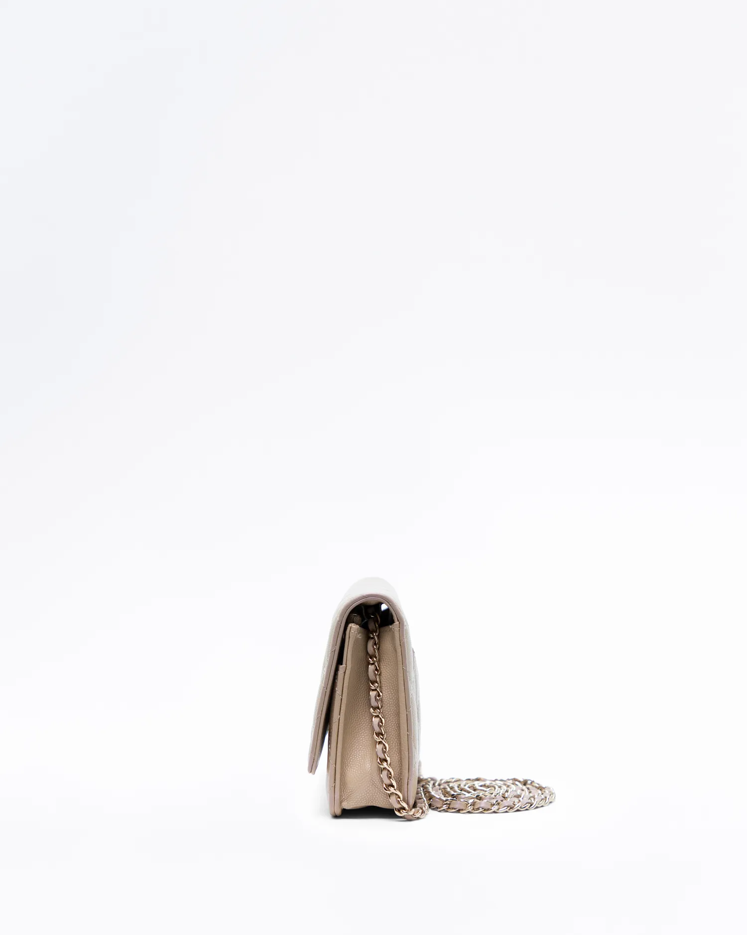 Iridescent Caviar Quilted Wallet on a Chain