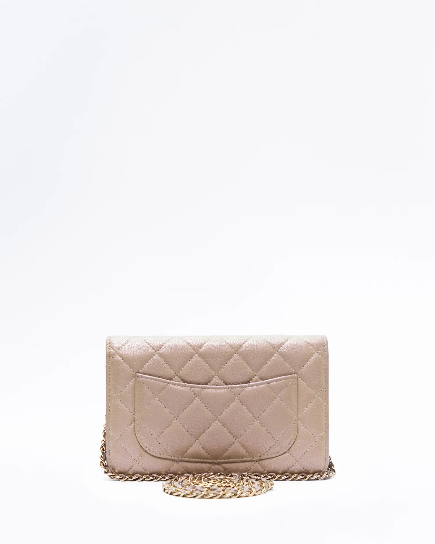 Iridescent Caviar Quilted Wallet on a Chain