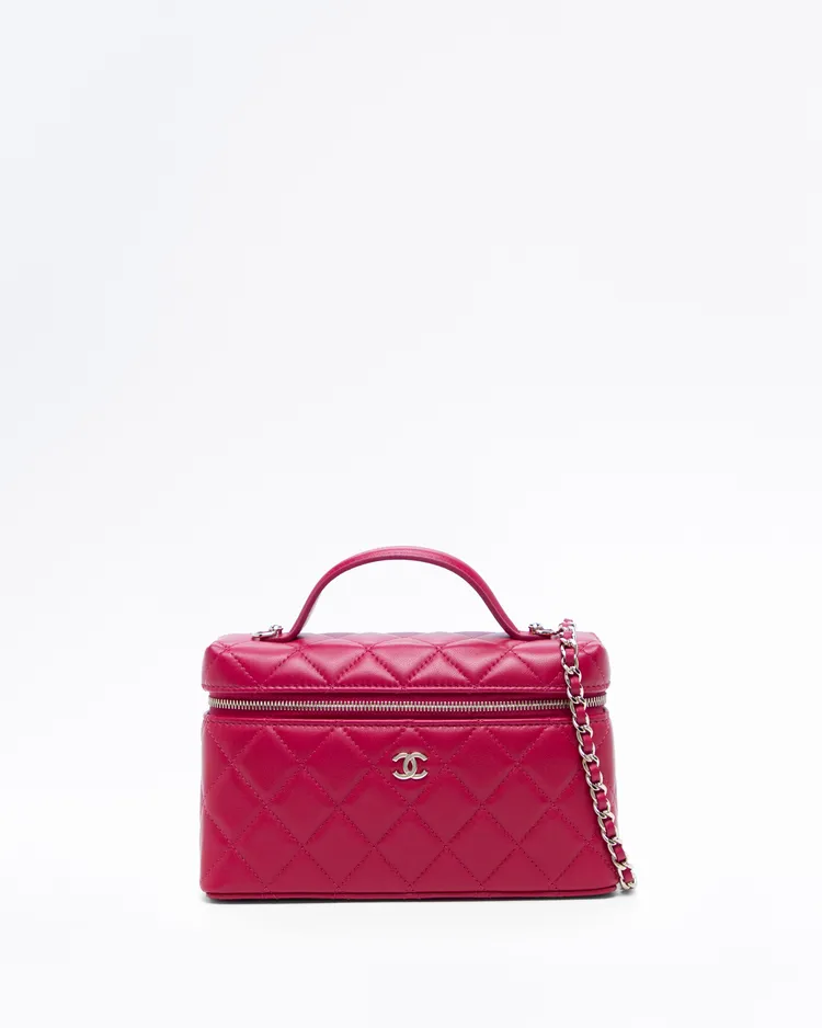 Lambskin Slim Vanity Case with Chain