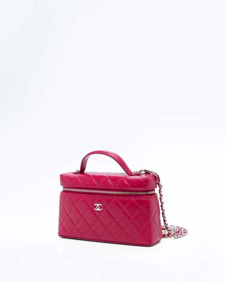 Alternate view angle of Lambskin Slim Vanity Case with Chain