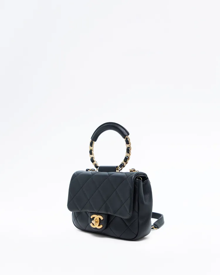 Alternate view angle of Lambskin In The Loop Mini Flap Bag