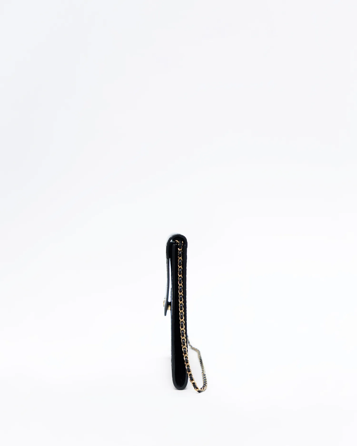 Croc-Embossed Illusion Clutch with Chain