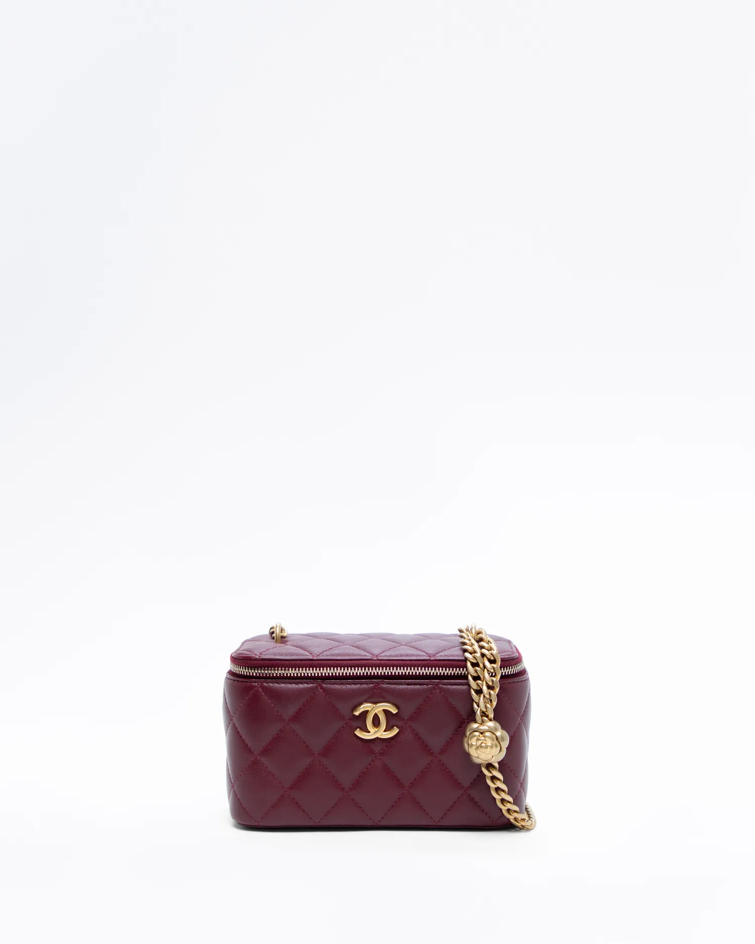 Lambskin Sweet Camellia Vanity Case with Chain