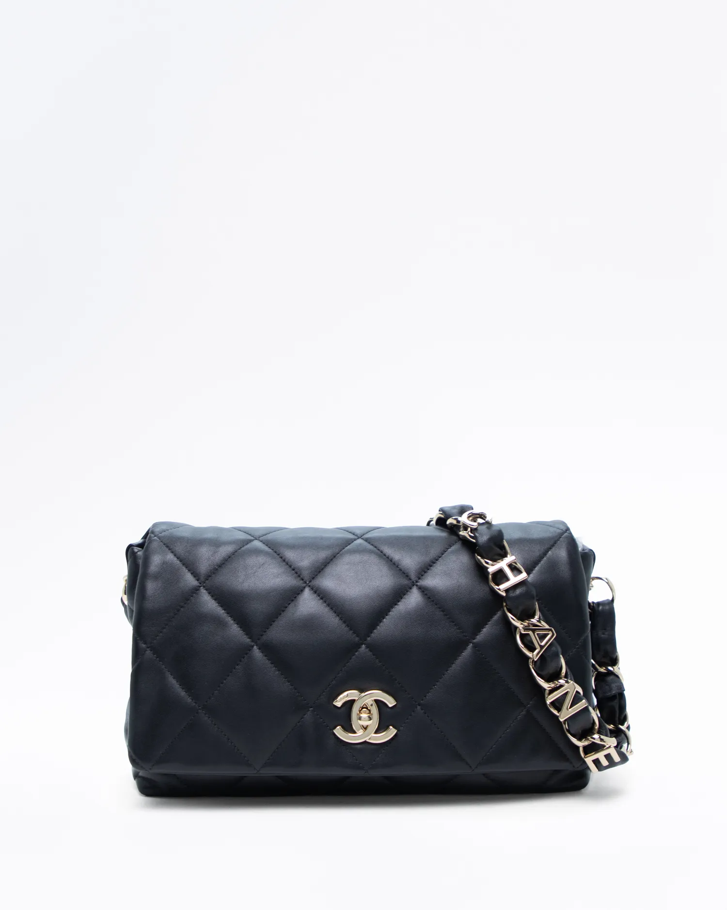 Lambskin Logo Strap Medium Flap Bag