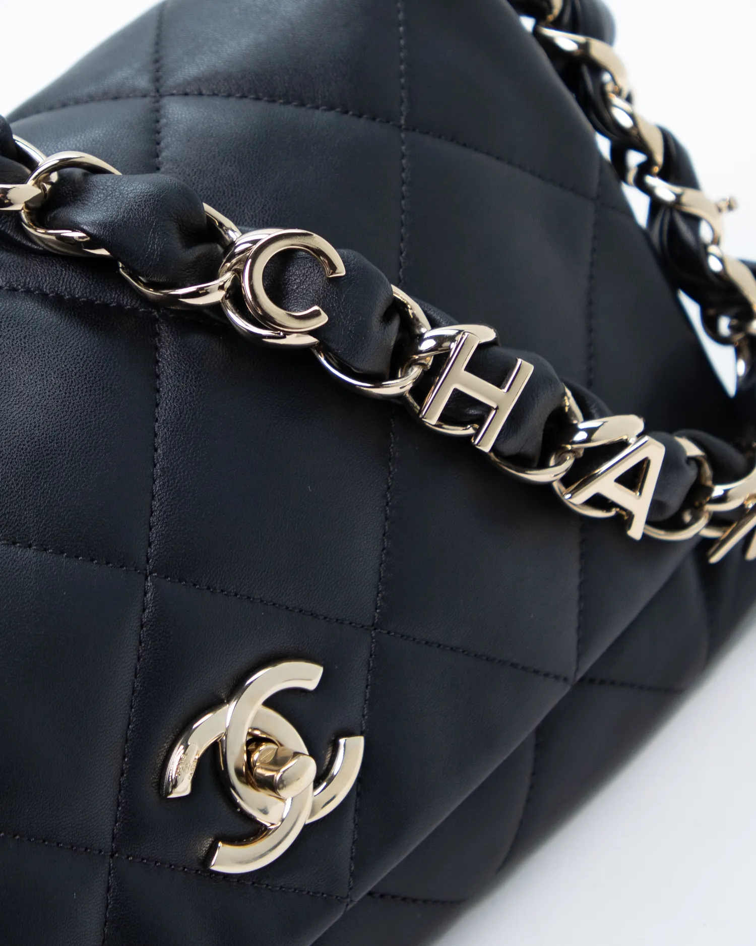 Lambskin Logo Strap Medium Flap Bag