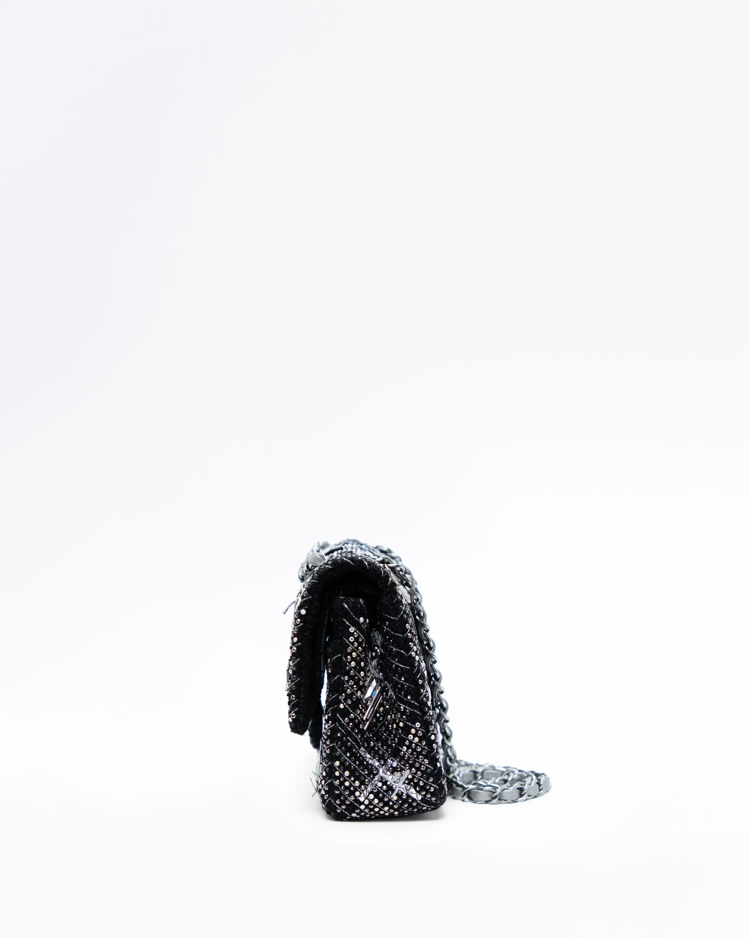 Tweed Crystal Classic Double Flap Bag