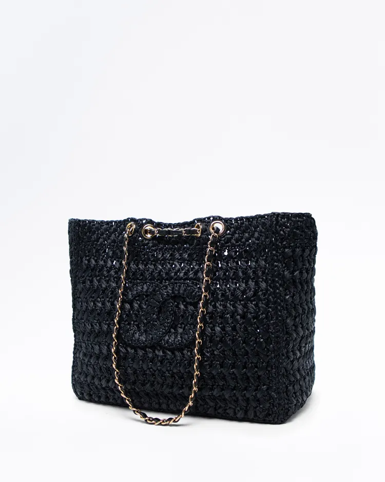 Alternate view angle of Coco Beach Raffia Shopping Bag