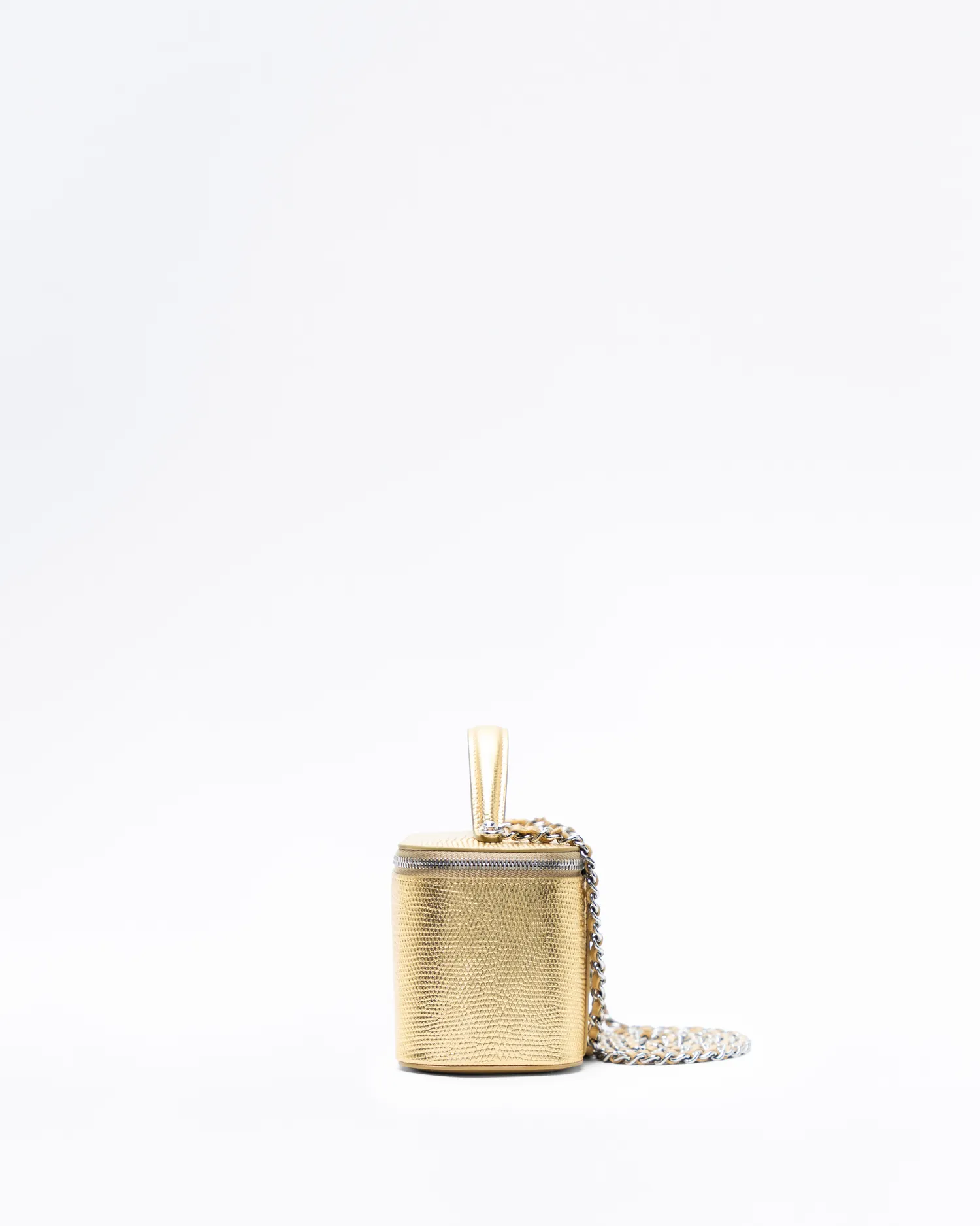 Lizard-Embossed Top Handle Vanity With Chain