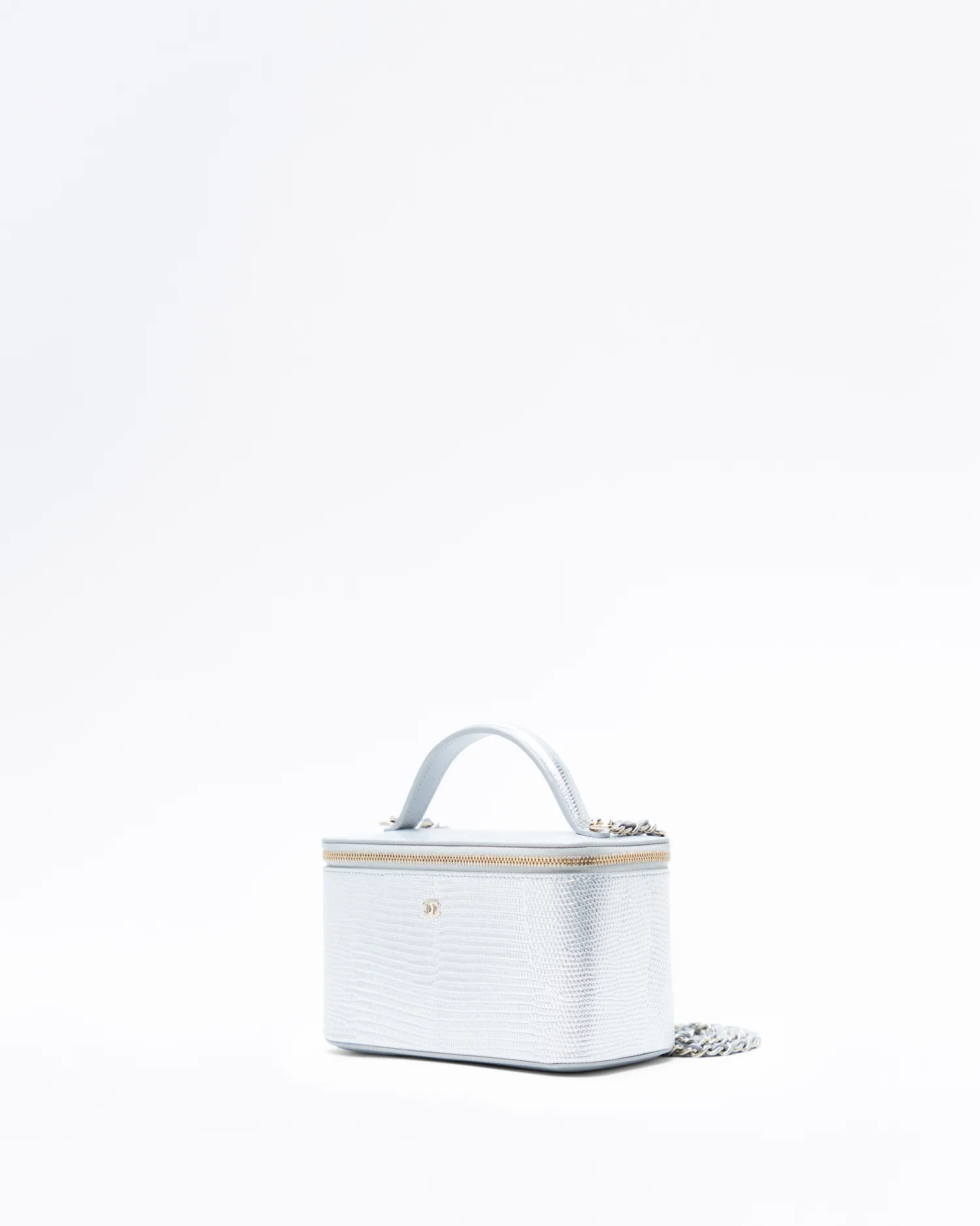 Lizard-Embossed Top Handle Vanity With Chain