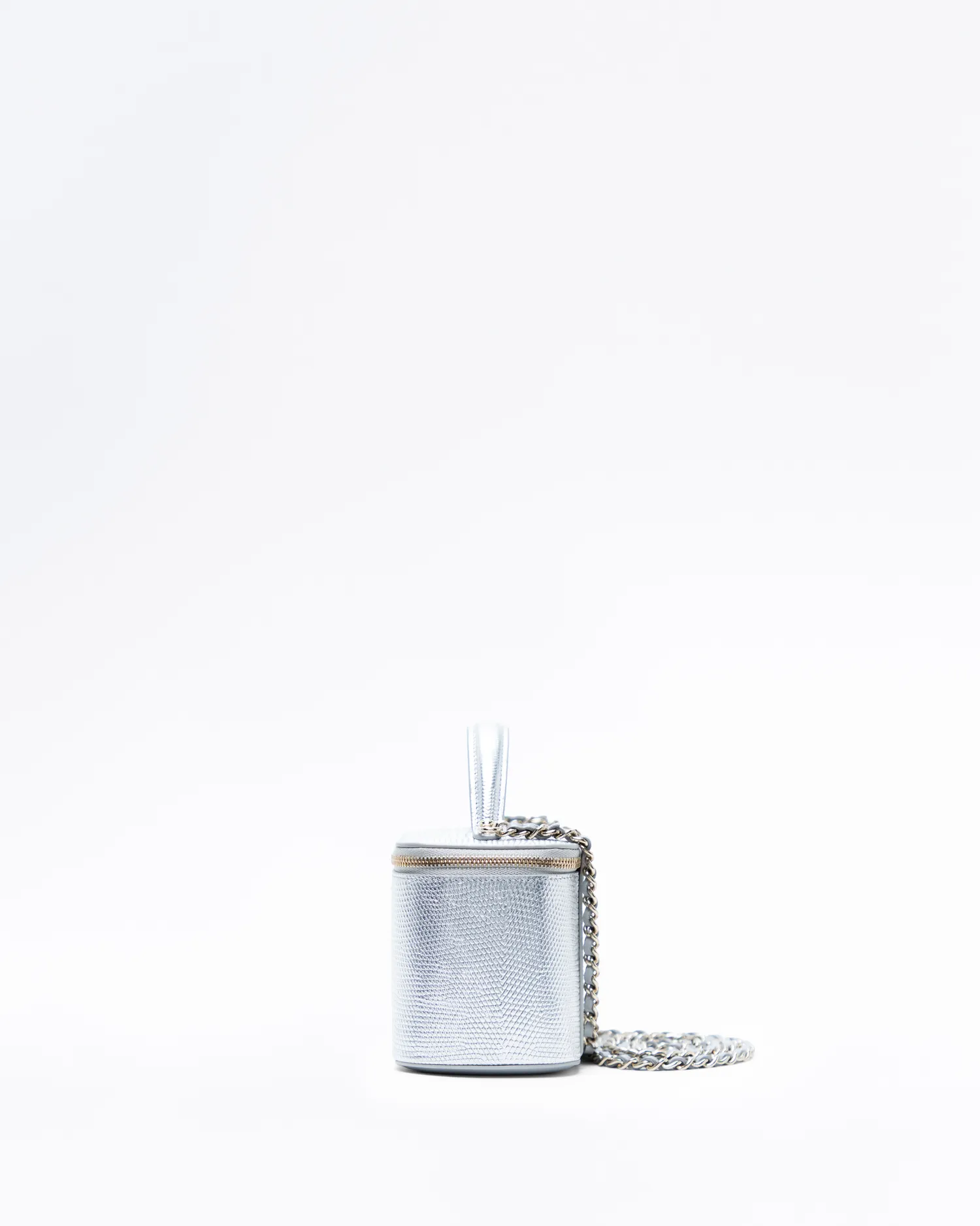 Lizard-Embossed Top Handle Vanity With Chain