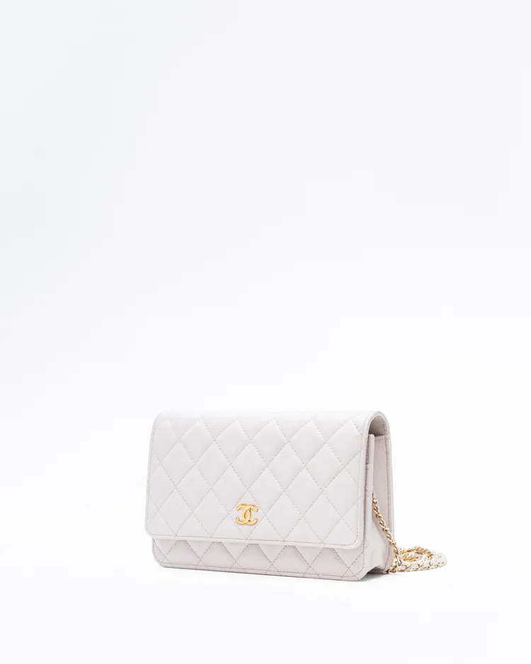 Alternate view angle of Caviar Miss Coco Wallet on a Chain