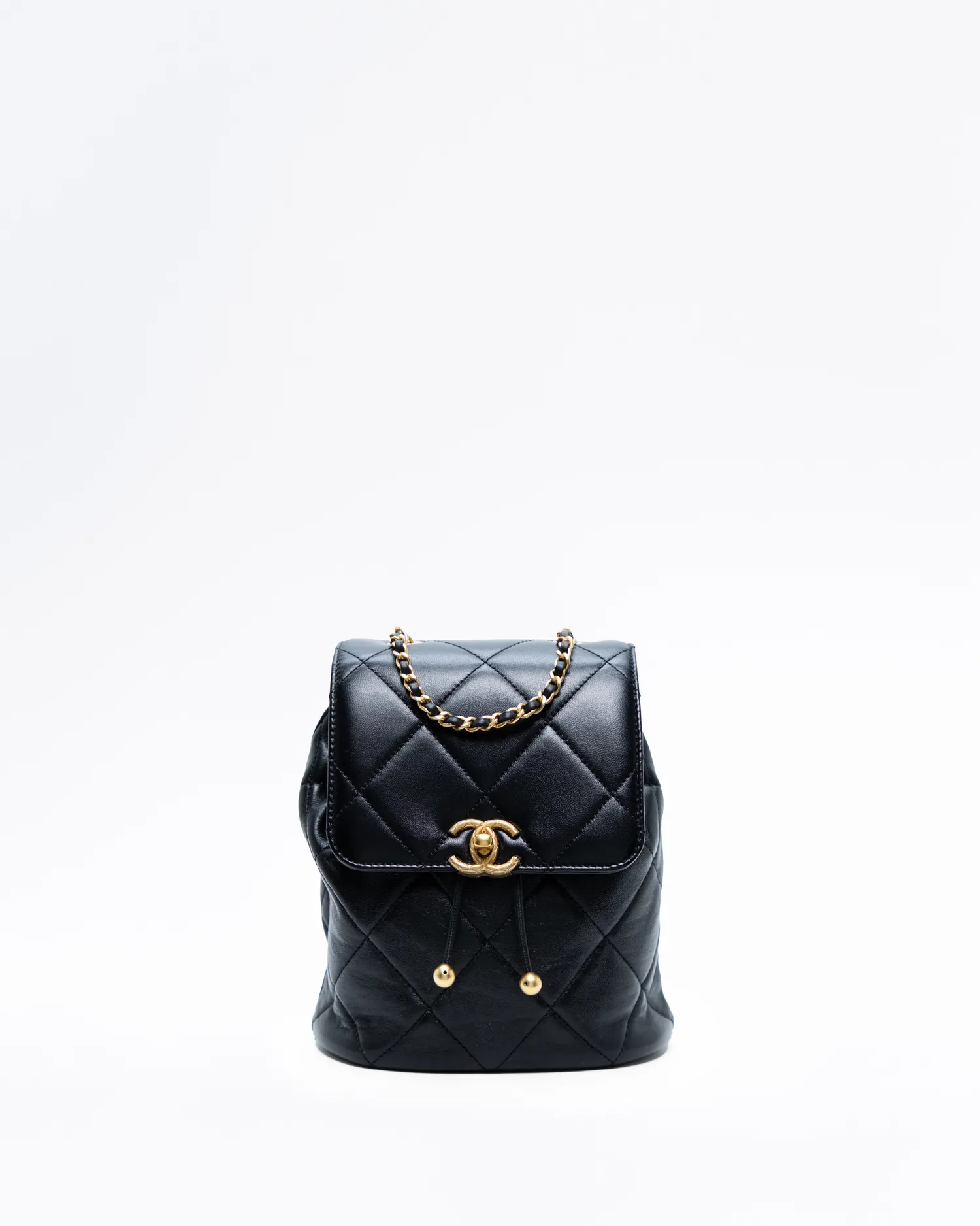 Lambskin Chain Logo Mini Backpack