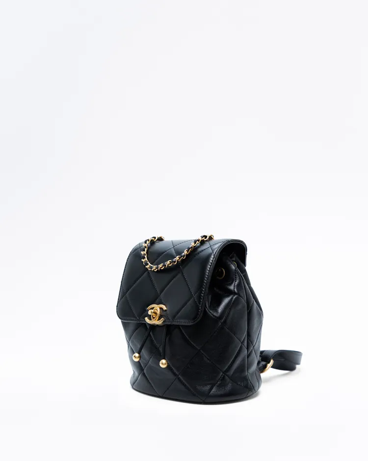 Alternate view angle of Lambskin Chain Logo Mini Backpack