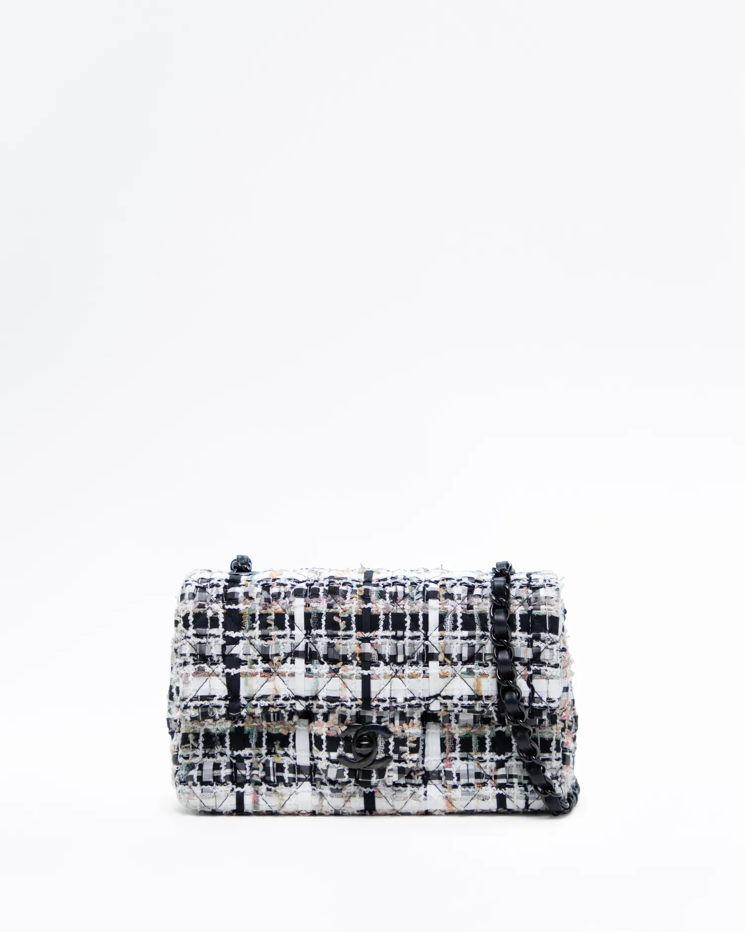 So Black Tweed Mini Classic Flap Bag