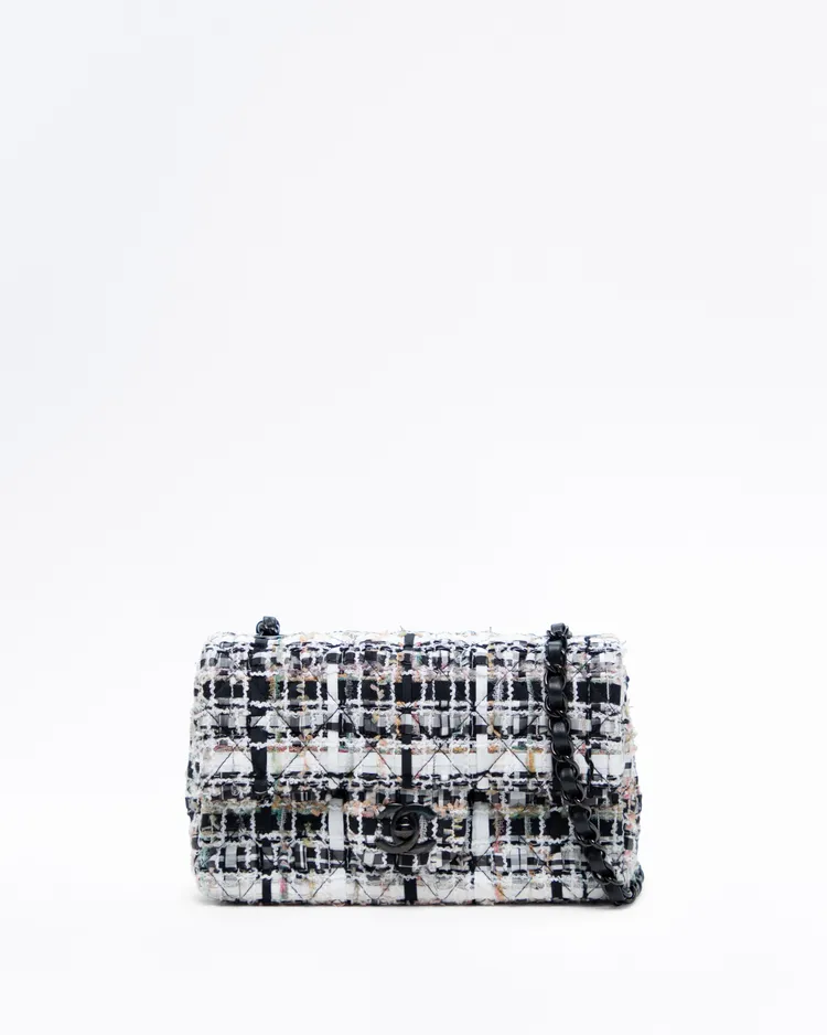 So Black Tweed Mini Classic Flap Bag