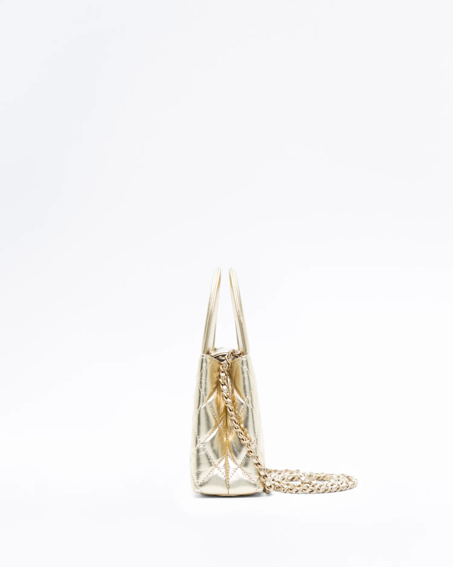 Metallic Kelly Top Handle Nano Shopping Bag