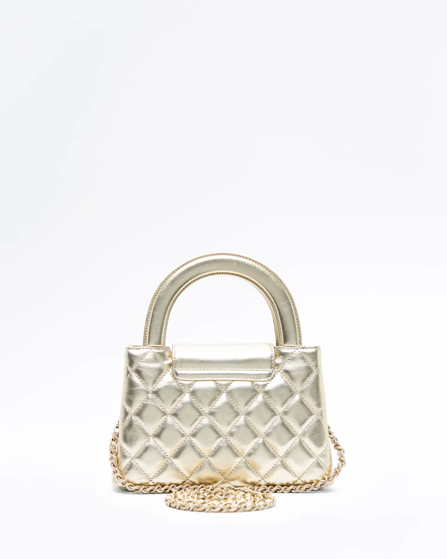 Metallic Kelly Top Handle Nano Shopping Bag