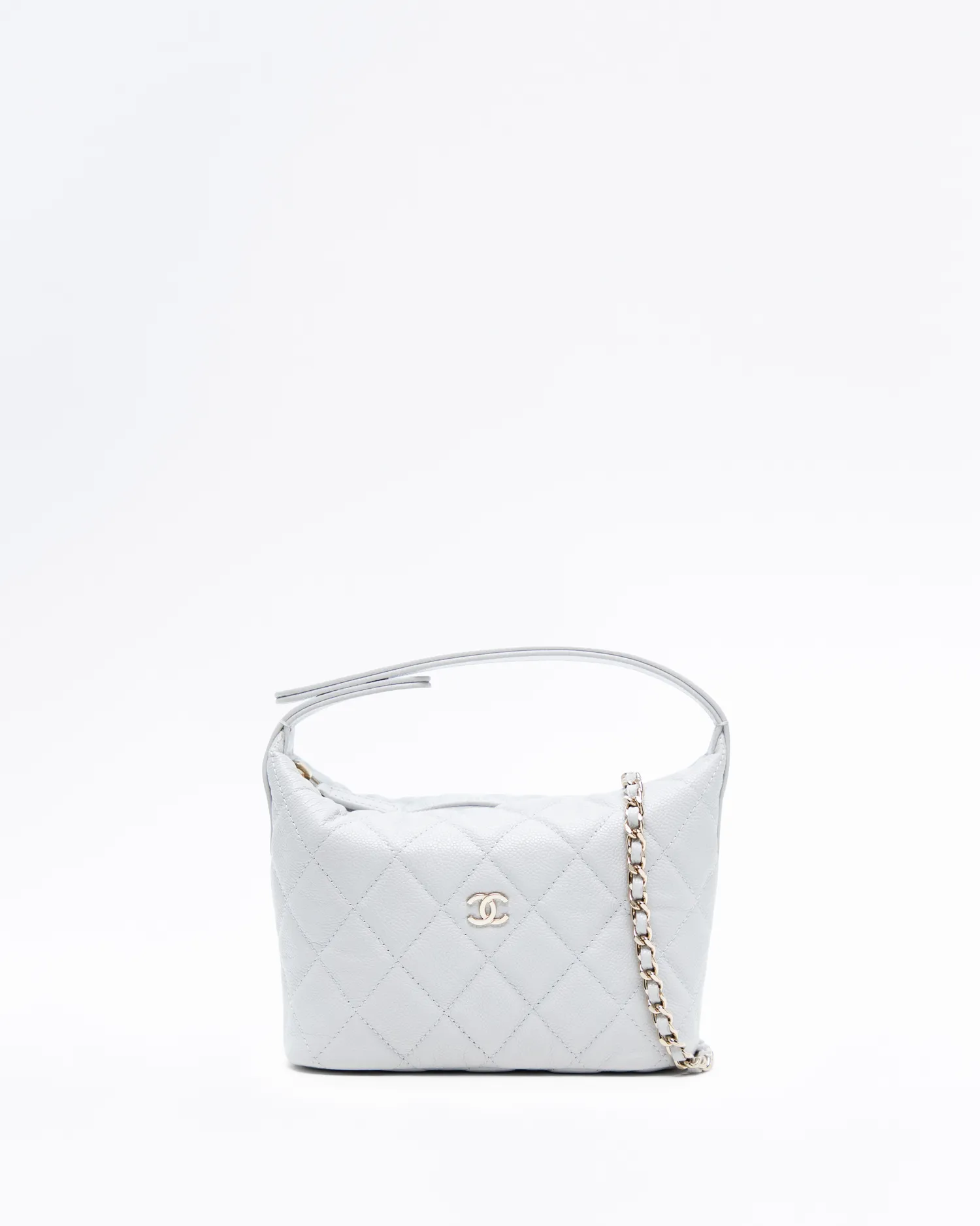 Caviar Quilted Hobo Clutch with Chain