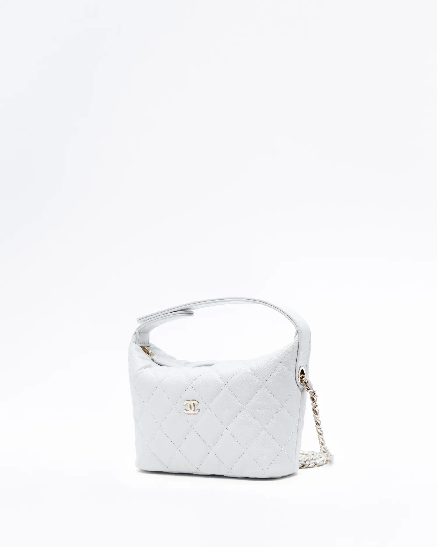 Caviar Quilted Hobo Clutch with Chain